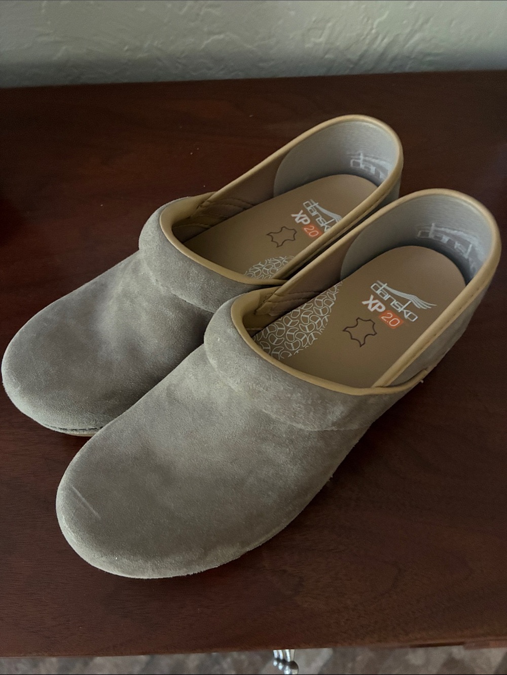 Dansko Taupe Suede Clogs - Picture 2 of 3